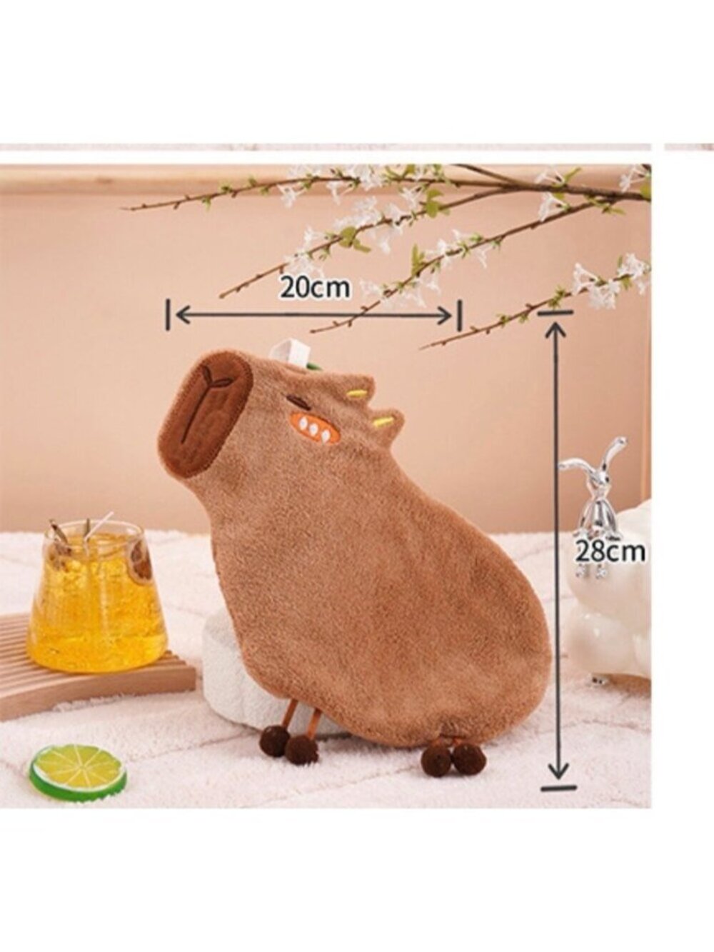 Capybara Hand Towel Plush Hanging Towel Kawaii Soft Bathroom Kitchen Decor